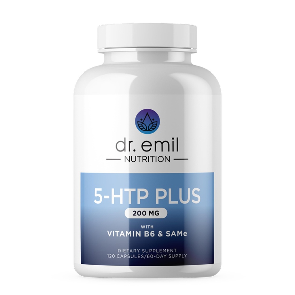 DR. EMIL NUTRITION 200 MG 5-HTP Plus avec SAM-e pour l'humeur, le stress et le sommeil - Supplément 5HTP avec Vitamine B6-120 Capsules végétaliennes, 60 portions