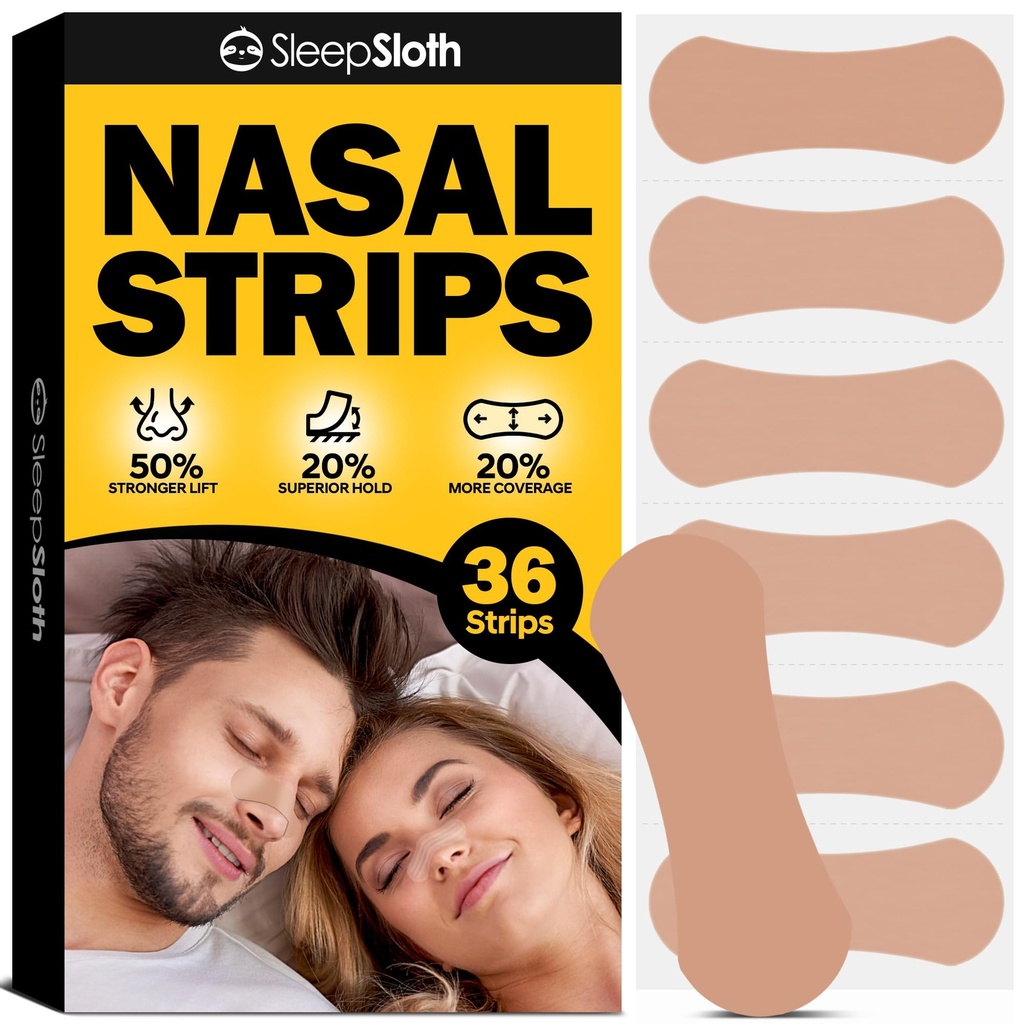 Nasal Strips for Snoring (36 Count), Extra Strength Nose Strips for Breathing, Anti Snoring Nasal Strips for Sleeping, Congestion Relief for Colds & Allergies, Sensitive Skin, Beige