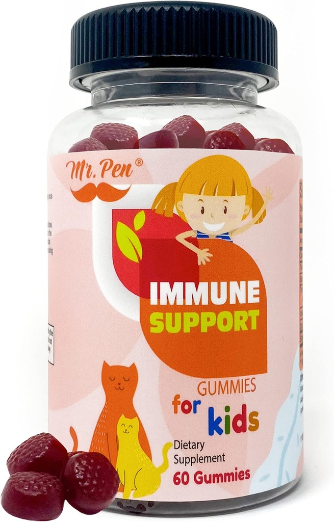 Mr. Pen Elderberry Vitamin C Zink Gummi für Kinder | 60 Count | 2 Month Supply | 4+ Jahre, Immununterstützung Gummie, Niedriger Zucker, Nicht-GVO, Vegan, Glutenfrei, Pectin Chews