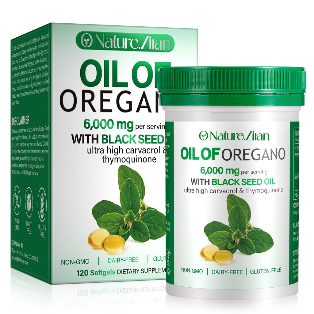 Öl von Oregano Softgel - Organisches Öl von Oregano mit schwarzem Samen - 2 in 1, 120 Zähler