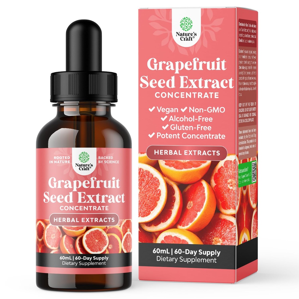 Extrait de graines de pamplemousse GSE liquide - une goutte par jour - Extraction de graines de raisin super concentrées gouttes liquides riches en bioflavonoïdes et polyphénols pour Gut Health & Immune Support - 2OZ - 60 portions