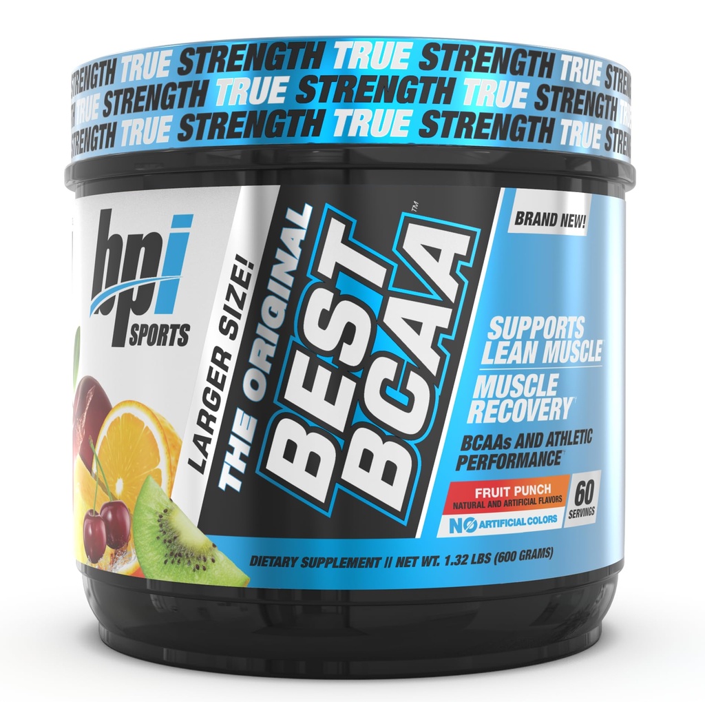 BPI Sports Best BCAA - BCAA Powder - Verzweigte Kette Aminosäuren - Muskelrückgewinnung - Muskelproteinsynthese - Lean Muscle - Verbesserte Leistung – Hydration – Fruchtpunch - 60 Portionen - 1,32 Pfund