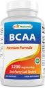 Best Naturals BCAA Branch Chain Amino Acid, 3200mg pro Servierung, 200 Kapseln - Pharmazeutischer Grad - 100% reine Instantized Formel | Pre/Post Workout Bodybuilding Supplement | Boost Muskelwachstum