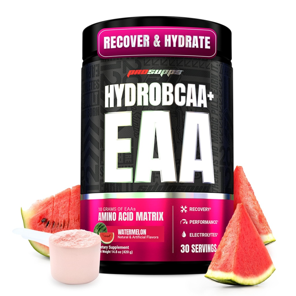 ProSupps HydroBCAA Essential Amino Acids Powder, Watermelon - Workout Supplement mit BCAA, EAAs & Elektrolyte für Hydration & Recovery - Stimulant-Free, Soy & Gluten-Free - 30 Servierungen