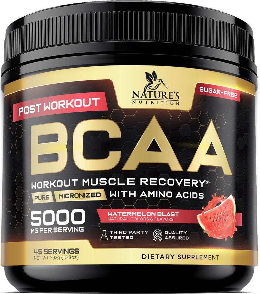 Muskel-Recovery-Getränk-Pulver mit BCAA, L-Glutamin & Aminosäuren - Beste Muskel-Recovery-Ergänzungen für Post-Workout - Zuckerfreie, verzweigte Kette Aminosäure-Ergänzung für Frauen & Männer - 45 Servierungen
