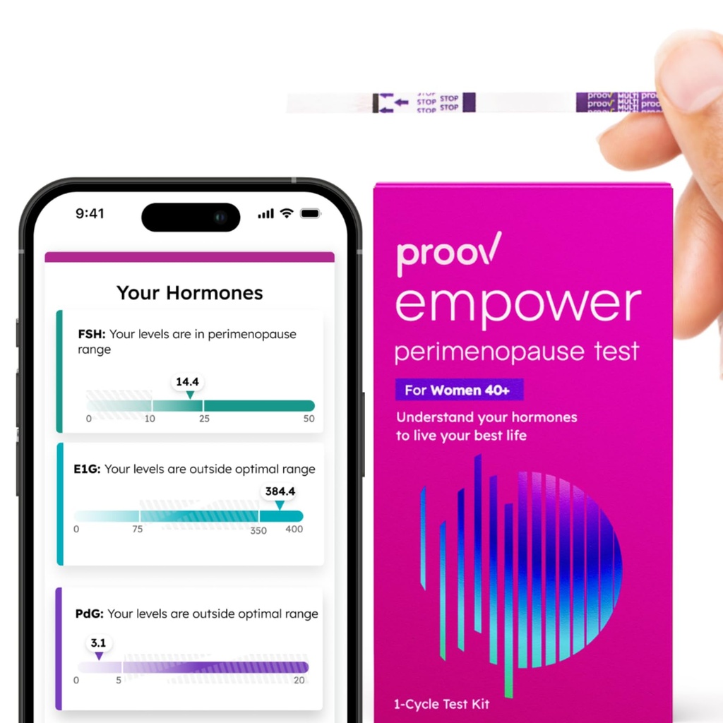 Proov - Empower Hormon Tracker zu Hause - für Frauen 30-40+ - Verstehen Sie Ihr Hormon Balance & Perimenopause Stage - Maßnahmen FSH, LH, Estrogen & Progesterone - 1 Cycle Test Kit