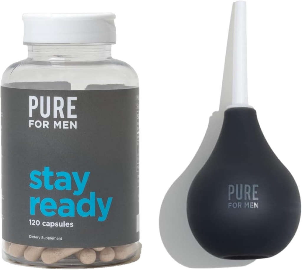 Rein für Männer halten bereit Faserergänzung (120 Ct) + Bum Bulb Anal Douche Kit