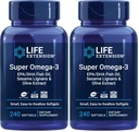 Extension de vie Super Omega-3 EPA/DHA Huile de poisson, sésame Lignans & extrait d'olive – Coeur, Cerveau, Inflammation Soutien de santé, Sans gluten, Facile à avaler, Non-OGM, 240 Softgels (paquet de 2)