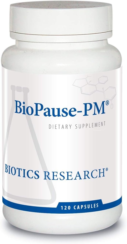 Biotics Research BioPause PM Night Time Menopausal Support Hormonal Balance, Black Cohosh, Lemon Balm, Passionflower, fördert Entspannung und Ruhe, Regulate Circadian Rhythms, Schlaf Regelmäßig 120Caps