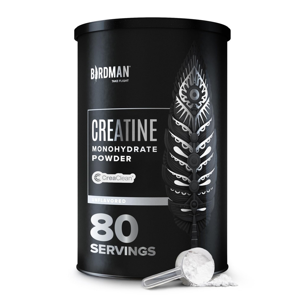 BIRDMAN Mikronisierte Kreatin Monohydrat-Pulver, Muskel-Recovery, Koffeinfrei, Kreatin Vor-Workout, Vegan, Post Workout, Glutenfrei, Zuckerfrei | 80 Servierungen (5 Gramm je) | 0.8lb