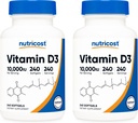 Nutricost Vitamin D3 10.000 IU, 240 Weichgelkappen (2 Flaschen)