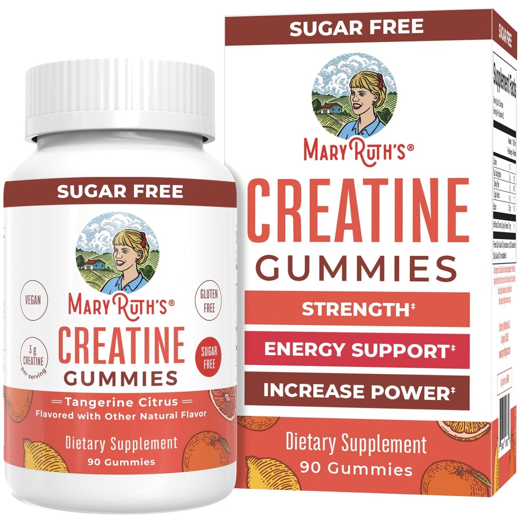 MaryRuth's Creatine Gummies | Creatine Monohydrate Gummies | 3g Creatine Per Serving | Creatine for Women & Men | Tangerine Citrus Flavor | Exercise | Workout | Sugar Free | Vegan | 90 Count