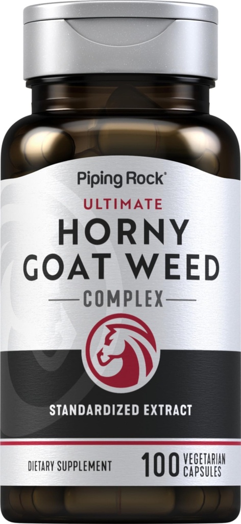 Piping Rock Horny Goat Weed für Männer | 100 Kapseln | Ultimate Complex Extract Supplement | Vegetarisch, Nicht-GVO, Glutenfrei