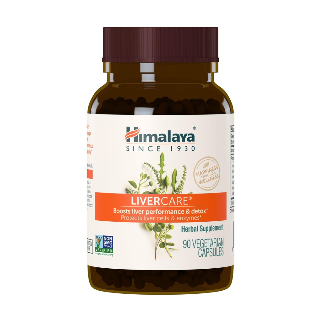 Himalaya LiverCare pour le soutien total du foie, nettoyage et désintoxication, protège les cellules et enzymes, 375 mg, 180 capsules, 90 jours d'approvisionnement