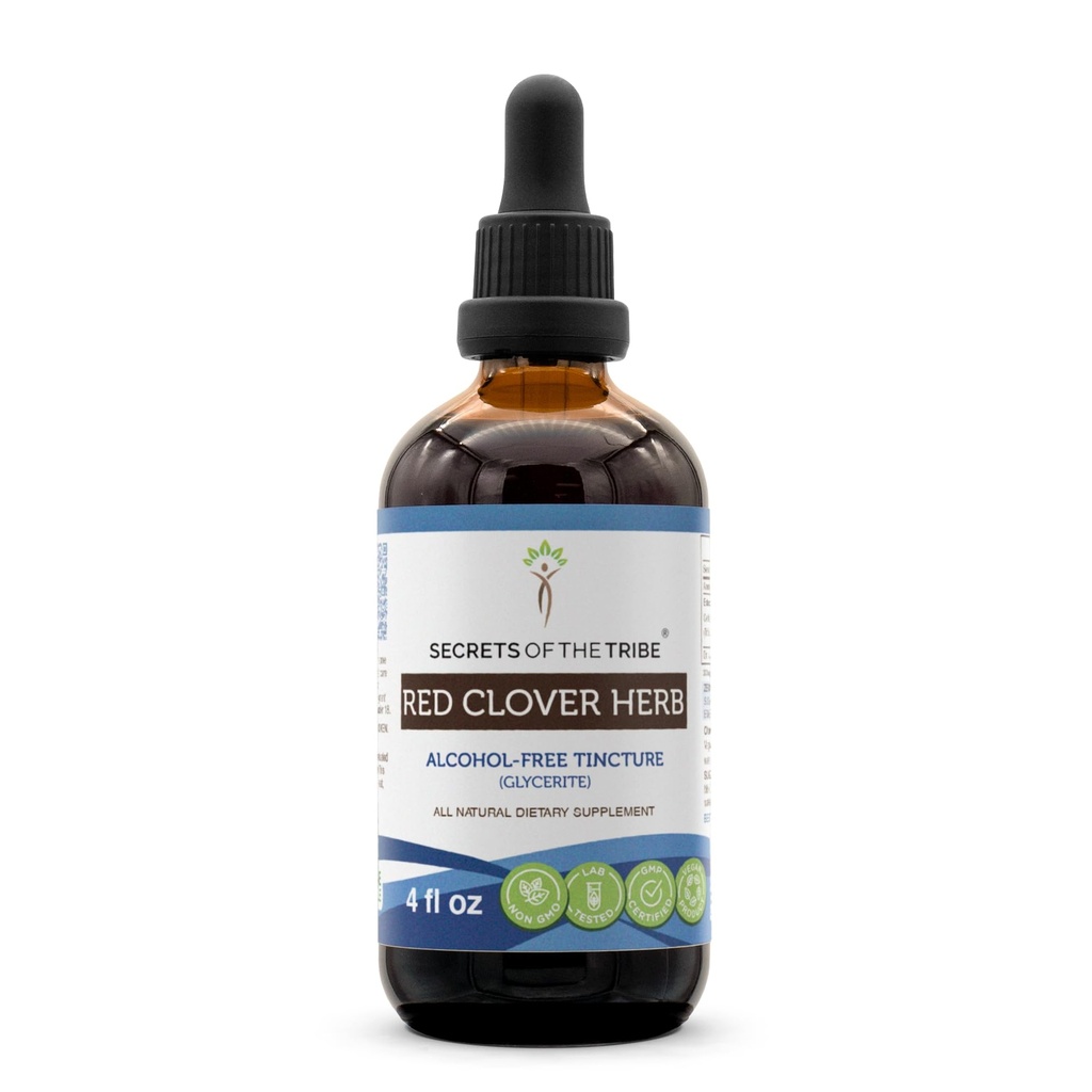 Red Clover Herb USDA Organic Tincture | Alcohol-FREE Extrakt, hochkarätige Kräutertropfen| Herb Made aus 100% Certified Organic Red Clover Herb (Trifolium Pratense) Getrocknete Blatt und Blume 4 oz