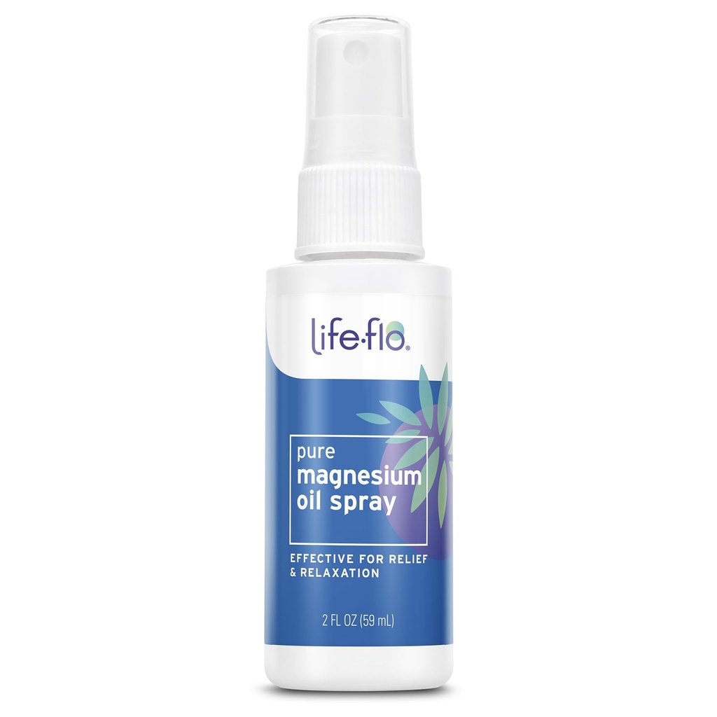 Vaporisateur d'huile de magnésium pur Life-flo avec chlorure de magnésium concentré du lit de mer Zechstein, soulagement et relaxation calmants, apaise les muscles et les articulations, garantie de 60 jours, non testé sur les animaux, 2oz