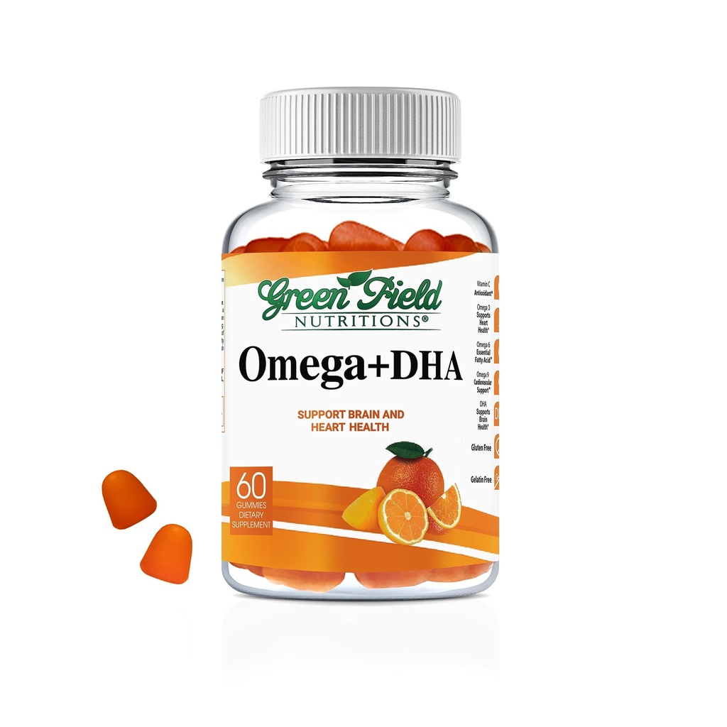 Greenfield Nutritions Omega halal 3 Gommies à croquer avec DHA pour adultes - 60 vitamines halales ummy, soutient le cerveau, le coeur et le système immunitaire - Vitamine halale sans gluten végétalienne, sans OGM