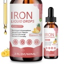 Iron Supplement Liquid Drops - High Absorption Formula with Vitamins C, B12, B6, Supports Energy, Gentle & Vegan, Suitable for Women, Men & Children, Pineapple Flavor, 60 ml