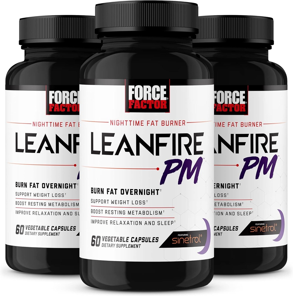 Kraftfaktor LeanFire PM, Gewichtsverlust Pillen für Frauen und Männer, Fat Burner und Über Nacht Gewichtsverlust Pillen zu verbrennen Fett, steigern Stoffwechsel und verbessern Schlaf für unglaubliche Ergebnisse, 60 Zähler (Pack von 3)