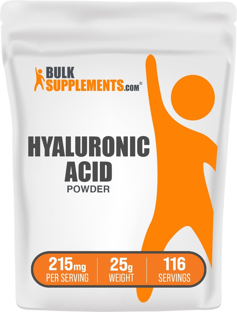 BulkSupplements.com Hyaluronsäure-Pulver - als Natriumhyaluronat, Hyaluronsäure-Ergänzungen - Food Grade, Glutenfrei - 215mg pro Servierung, 25g (0.88 oz) (Pack von 1)