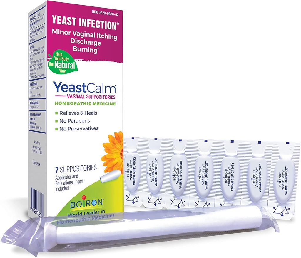 Boiron YeastCalm Homeopathic Suppositorien für Hefeinfektionen, Burning, Discharge und Minor Vaginal Itching - 7 Count