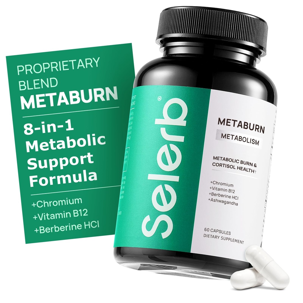 Selerb Metaburn Weight Loss Pills für Damen und Herren - Appetit Suppressant & Fat Burner, Metabolismus unterstützen Gewichtsverlust Ergänzung mit Berberine, Chrom, Grüner Tee & B12-60 Kapseln