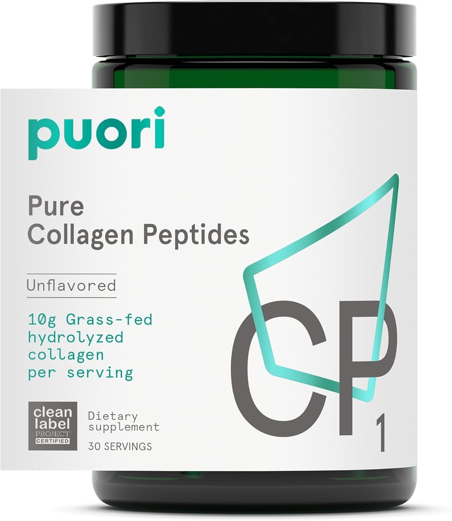 Puori Pure Collagen Peptides Powder, Unflavored - 10g Grass-Fed Hydrolyzed Bovine Collagen unterstützt Hautgesundheit, Haar- und Nailstärke, Gelenkschmerzen & Mobilitätsunterstützung - 30 Portionen