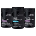 Recherche sportive Biotine végétalienne 10 000mcg à l'huile de coco, pilules multicollagènes (Type I, II, III, V, X) Peptides de collagène hydrolysés à l'acide hyaluronique + vitamine C et phytocéramides 350mg par softgel