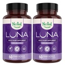Nested Naturals Luna Sleep Aid - Pilules de couchage naturelles non habitantes pour adultes ayant des ingrédients naturels - Racine valériane, mélatonine, camomille, baume de citron et plus - 120 capsules végétaliennes