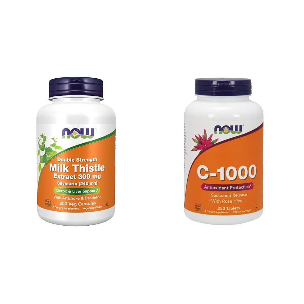 JETZT Ergänzungen, Silymarin Milchdistelextrakt 300 mg mit Artichoke und Dandelion & Supplements, Vitamin C-1.000 mit Rose HIPS, Sustained Release, Antioxidant Protection*