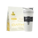 OATH NUTRITION Poudre de protéines de lactosérum clair et bouteille de shaker isolante, lémonade de mousse, 20g Protéines complètes par portion, bouteille d'eau en acier inoxydable isolé avec fouet de fil, 24-Ounce, blanc