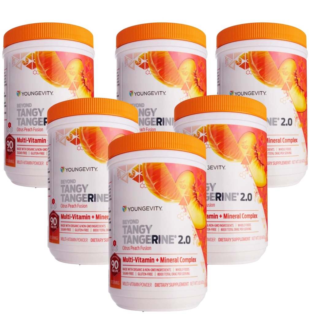 Youngevity Beyond Tangerine 2.0 Citrus Peach Fusion Multi-Vitamine & Complexe Minéral - Fabriqué avec des aliments naturels et entiers
