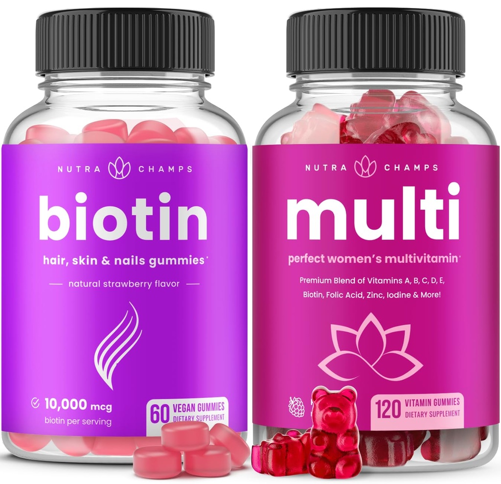 NutraChamps Biotin Gummies et femmes Multivitamine Gummies