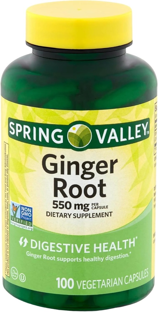 Spring Valley Ginger Root 550 mg, complément alimentaire, Ginger Root Capsules t, 100 Compte + Sticker