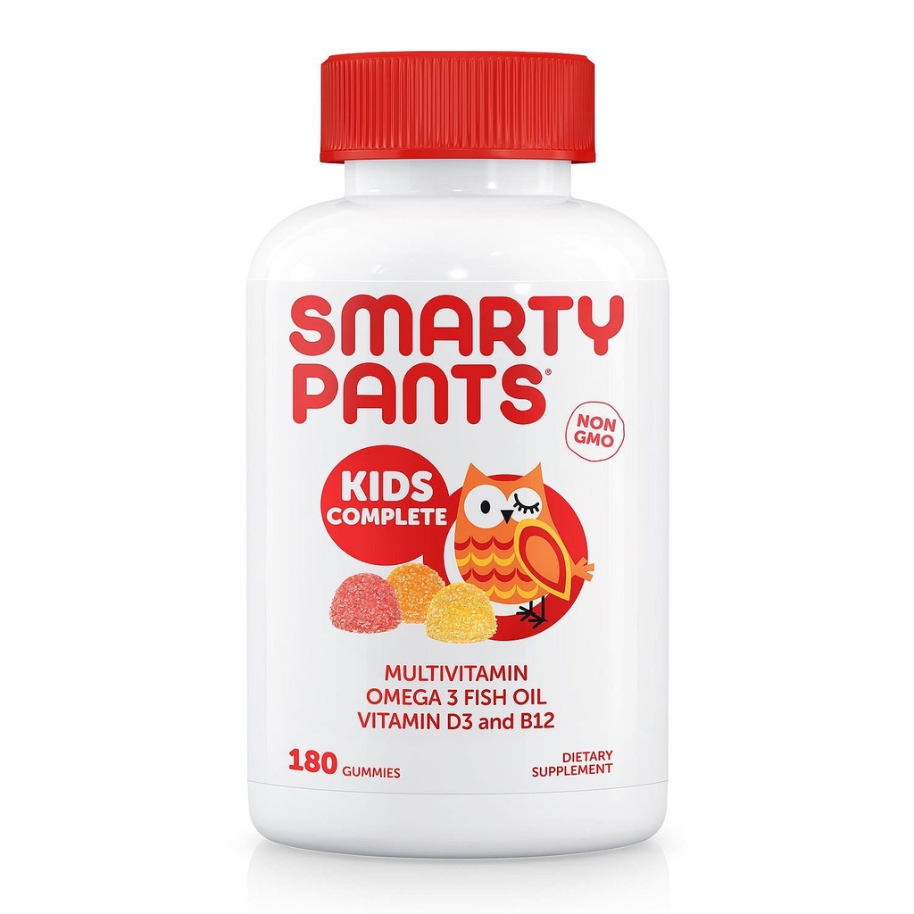 SmartyPants Kids Komplett Gummy Vitamine: Multivitamin & Omega 3 DHA / EPA Fischöl, Methyl B12, Vitamin D3, limitierte Valuesize-Packung mit 180 Zählungen Total