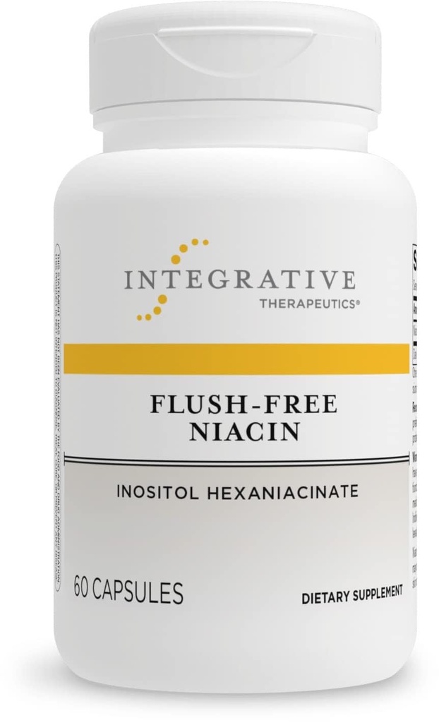 Thérapeutique intégrative Niacine sans flush - Soutien énergétique cellulaire* - Aide à convertir les aliments en énergie* - Vegan, gluten et sans lait - 60 capsules (60 portions)