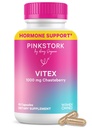 Pink Stork Organic Vitex – 1000 mg Chaste Tree Berry – pflanzenbasierte Unterstützung für Perimenopause & Hormonelle Harmonie – Hilft bei der Aufrechterhaltung der Cycle Regularity & Healthy Progesterone Balance – 60 Vegan Kapseln