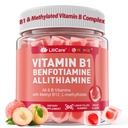 Vitamin B1 & Methylierte Vitamin B Complex Gummis - Alle B Vitamine, Benfotiamin, Thiamin & Inositol, Methylierte B1 B2 B6 Multivitamine, L-Methylfolat, Methyl B12 für Nerve Cognition Energy, 60 Cts