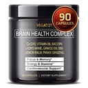 VEGATOT Brain Booster Brain Health Complex Supplement Konzentriert mit CoQ-10 VIT B6 Lion's Mane Ginkgo Biloba Lemon Balm Ginseng - Focus Memory Energy