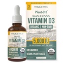 Pflanzen-D3 Bio-Vitamin D3 5000 IU - Vegan, Max Strength Sublingual Liquid D3 Tropfen - 200% höhere Absorption - 100% pflanzenbasierte Cholecalciferol Form - Einstellbare Dosierung für alle Altersgruppen (1oz Flüssigkeit)