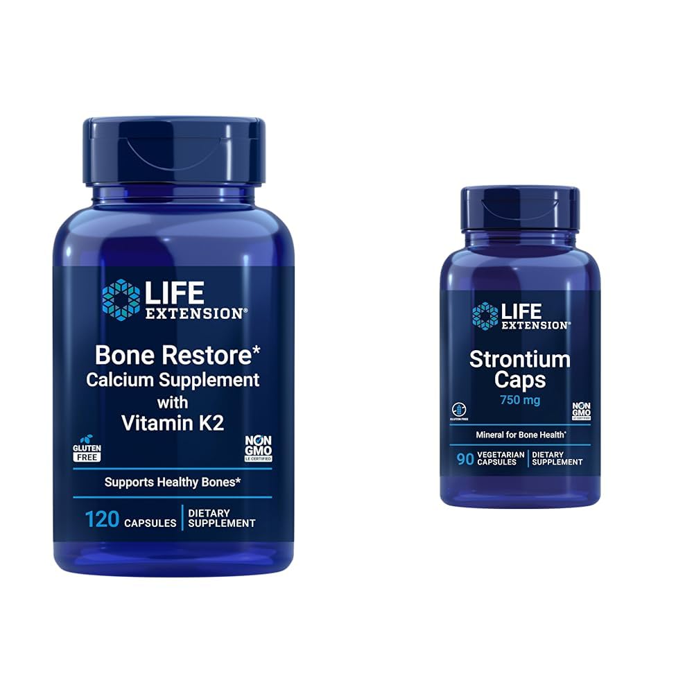 Prolongation de la durée de vie Restauration des os + Vitamine K2 Vitamines et minéraux Maintenir la santé des os et la force et les capsules de strontium 750 mg - Supplément santé des os