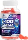 B Complex Supplement Gummis mit Vitamin C & Folsäure, extra Stärke Super Vitamin B Gummy mit Niacin, B6, Folsäure, B12, Biotin, Nature's Energy Immun Support Supplements - 60 Gummie