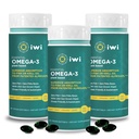 Iwi Omega-3 Essential, 90 Softgels (90 portions), Algae Omega 3 à base de plantes avec EPA + DHA, Cerveau, Coeur & Immunissance Soutien Supplément diététique, Krill & Huile de poisson Alternative, Pas de arrière-goût de poisson