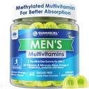Hommes Multivitamines Gummies, Multivitamines méthylées pour les hommes, Complexe B, Minéraux, Omega végétalien 3, Probiotique, Enzyme, Antioxydants pour le soutien quotidien complet des hommes, sans sucre, végétalien (sans fer) 60 comtes