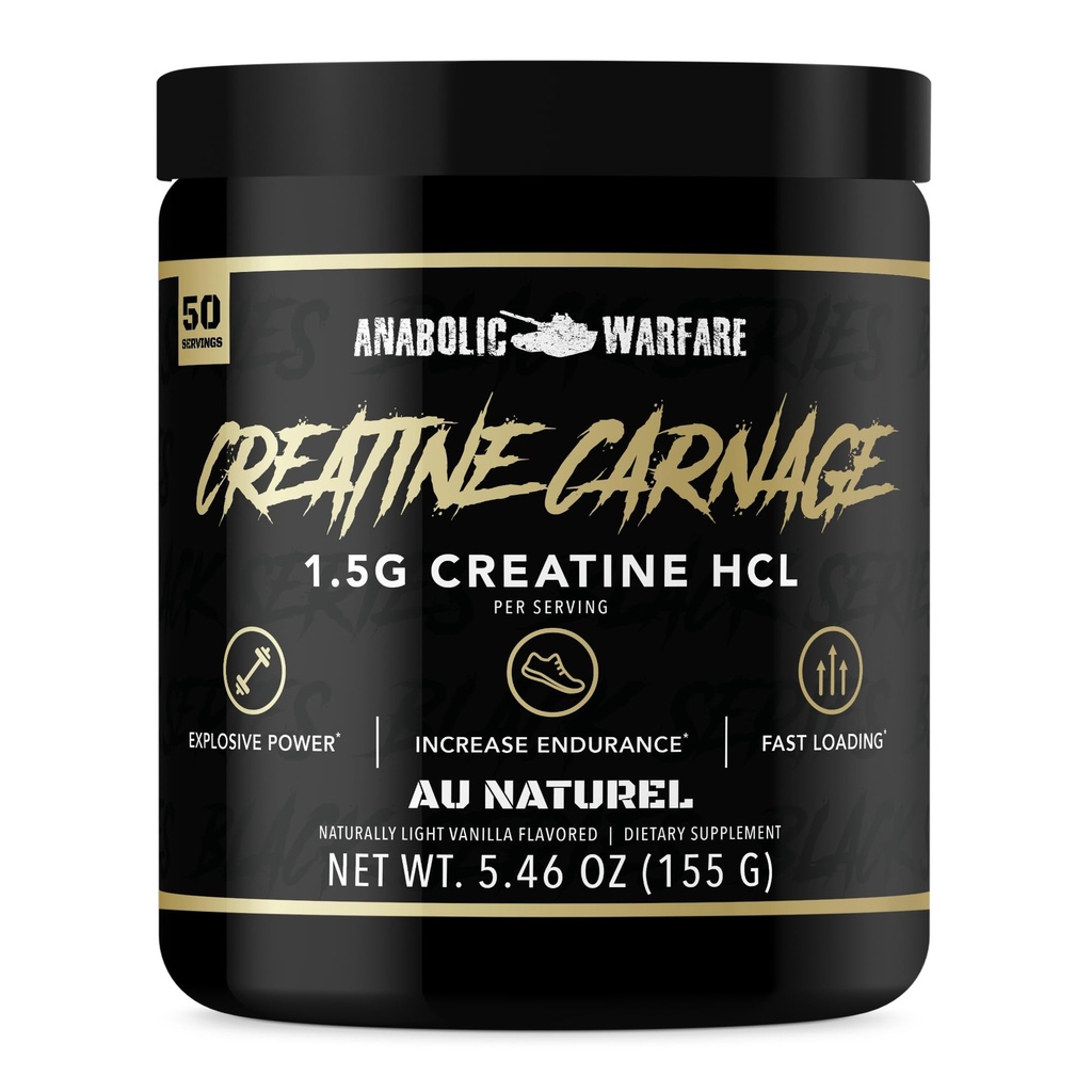 Carnage créatine, HCL créatine, soutient la force optimale, l'endurance, la masse musculaire et le chargement rapide*