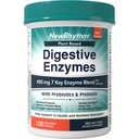 NewRhythm Digestive Enzymes 490 mg, with Probiotics & Prebiotic, Plant Based, 7 Key Enzymes, Digestion, Nutrient Absorption, Protease Amylase & Lipase, 120 Vegan Capsules