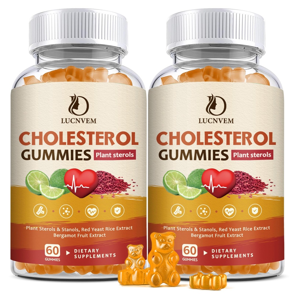 (2 Pack) Cholesterol ergänzt Gummie für Cholesterol Gesund, Pflanzen Sterole & Stanols, Rote Hefe Reis, Citrus Bergamott Complex für Cholesterol, Pflege gesunde Cholesterol Levels - 60 Tage Versorgung