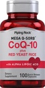 Piping Rock CoQ10 mit Red Yeast Rice | 100 Kapseln | mit Alpha Lipoic Acid | Non-GMO, Glutenfreie Ergänzung