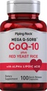 Piping Rock CoQ10 mit Red Yeast Rice | 100 Kapseln | mit Alpha Lipoic Acid | Non-GMO, Glutenfreie Ergänzung