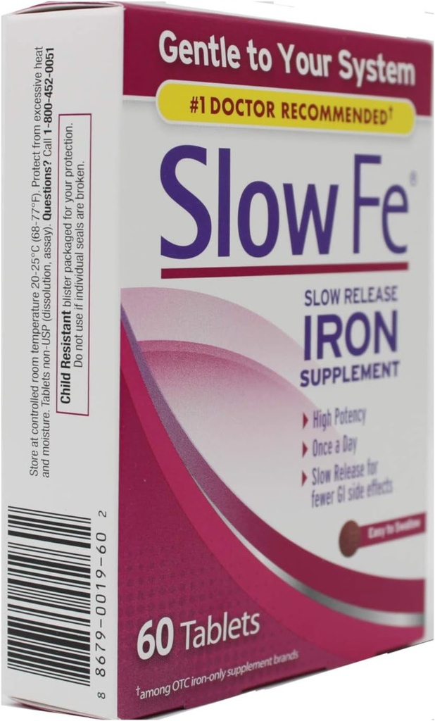Fer lent Fe à libération lente, comprimés, 60 ea - 2pc